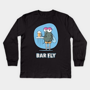 Bar Fly - Textual Version Kids Long Sleeve T-Shirt